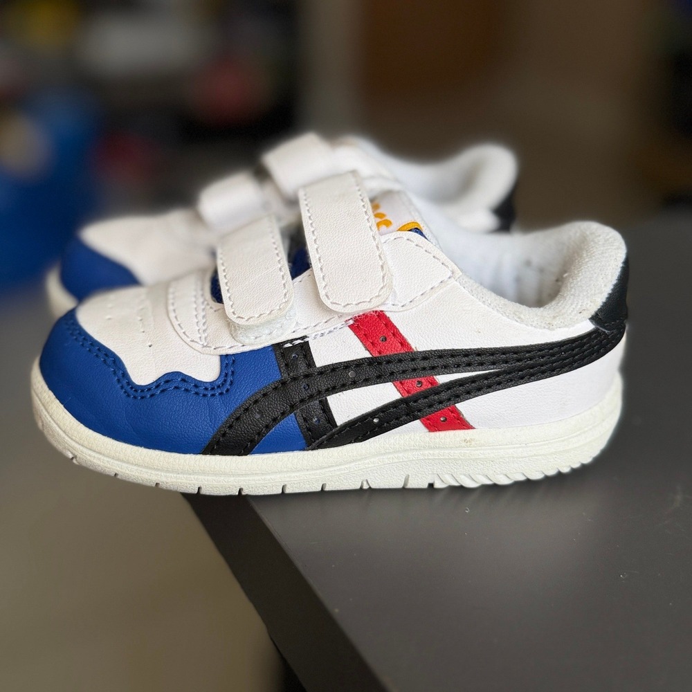 Asics Japan S TS Sneakers Kids K7 White Blue Red Hook Loop 1204A092